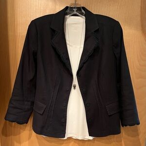 Navy Tahari Linen Jacket Size 4